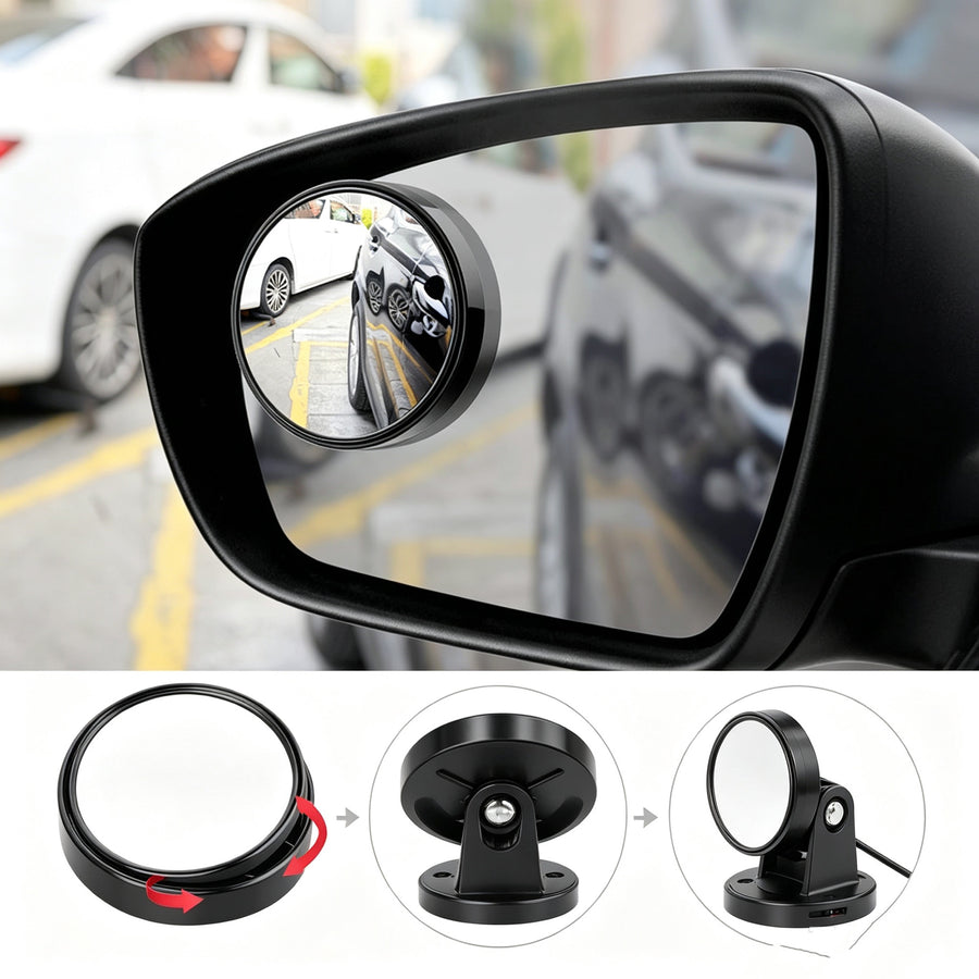 3R 50mm Round Blind Spot Mirror, 360 adjustable 3M adhesive 1