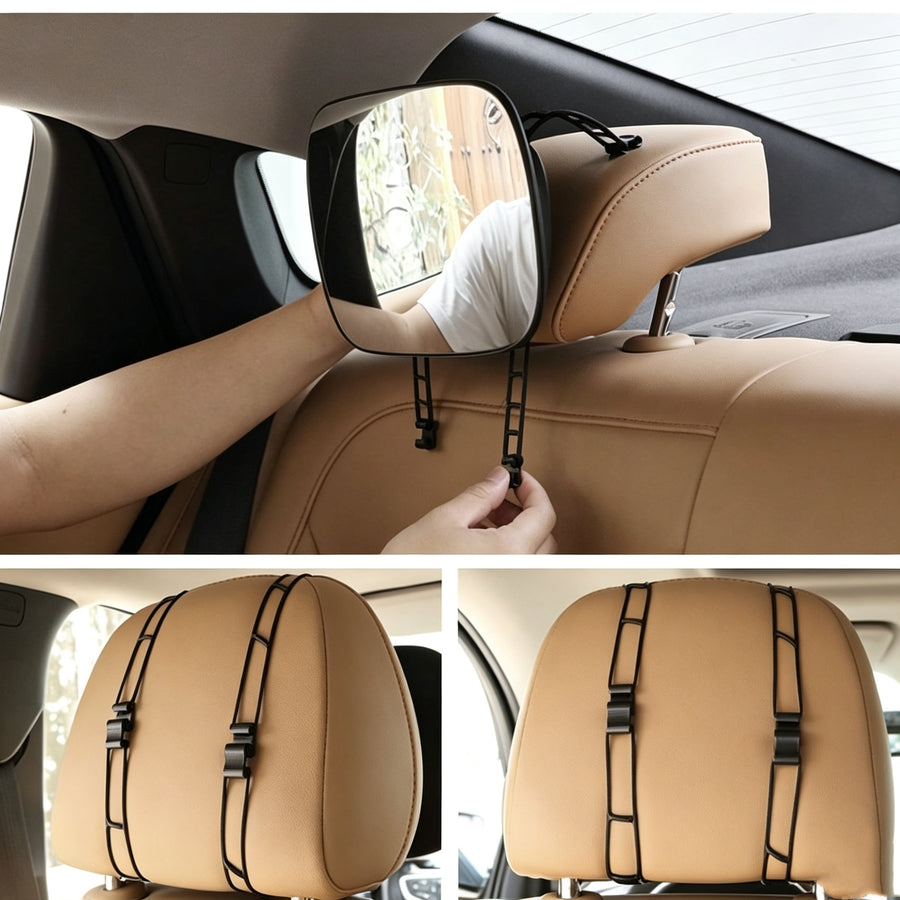 3R Non-Slip Luxury Leather Car Back Seat Baby Rear View Mirror 1