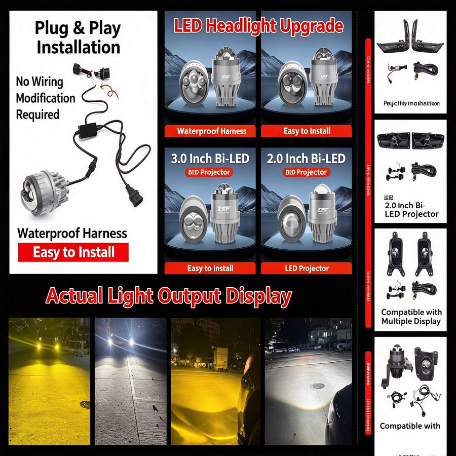Xizan Non-Destructive LED Fog Lamp Projector Kit 1